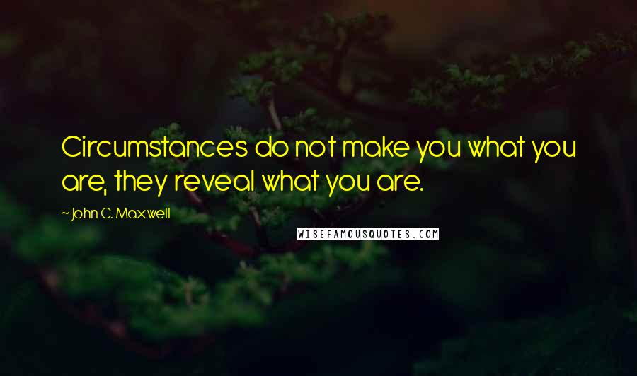 John C. Maxwell Quotes: Circumstances do not make you what you are, they reveal what you are.