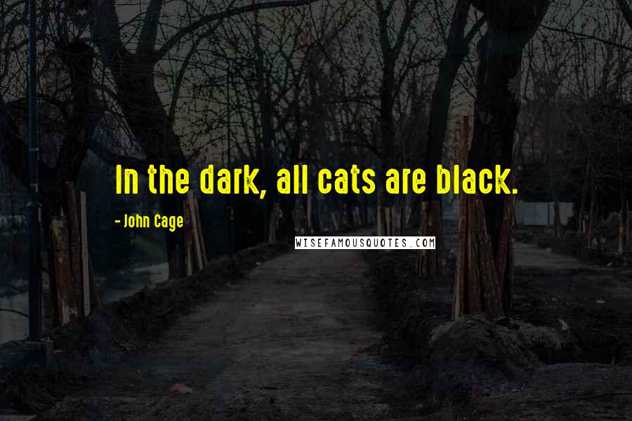 John Cage Quotes: In the dark, all cats are black.