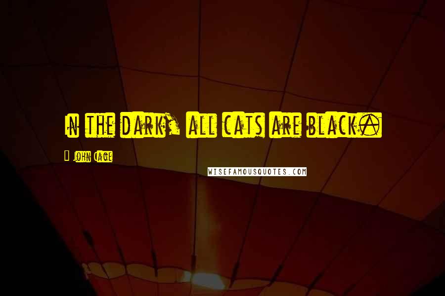 John Cage Quotes: In the dark, all cats are black.