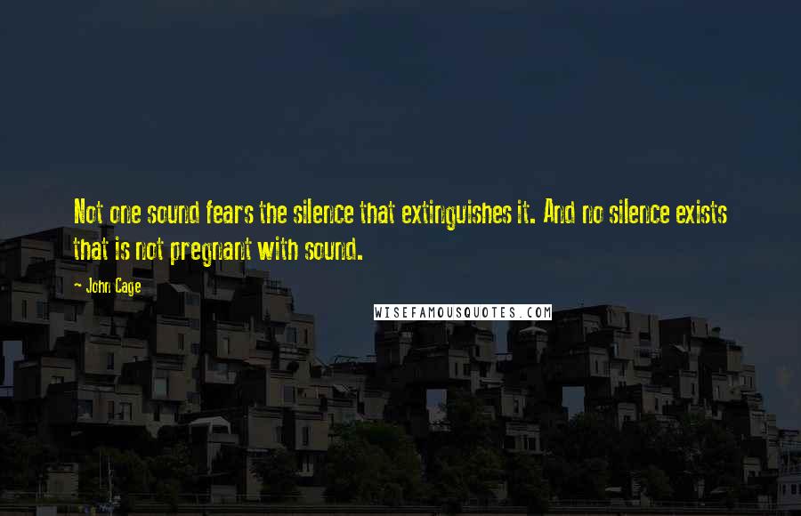 John Cage Quotes: Not one sound fears the silence that extinguishes it. And no silence exists that is not pregnant with sound.