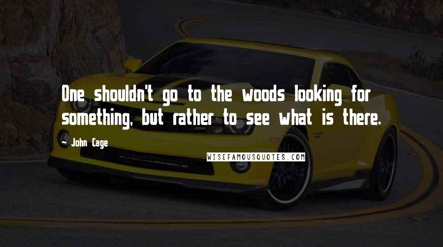 John Cage Quotes: One shouldn't go to the woods looking for something, but rather to see what is there.