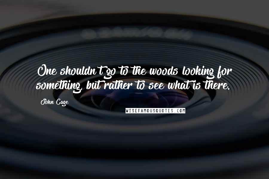 John Cage Quotes: One shouldn't go to the woods looking for something, but rather to see what is there.