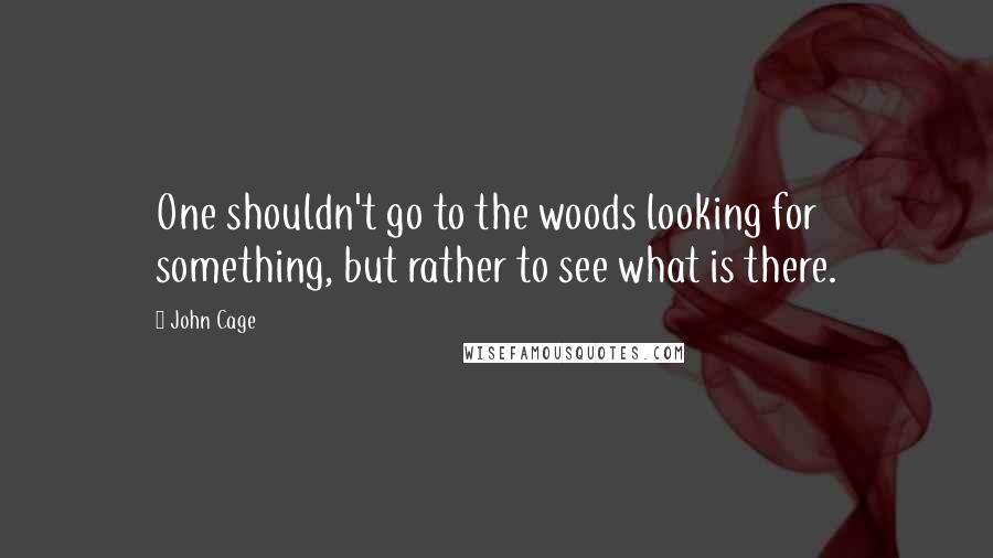 John Cage Quotes: One shouldn't go to the woods looking for something, but rather to see what is there.
