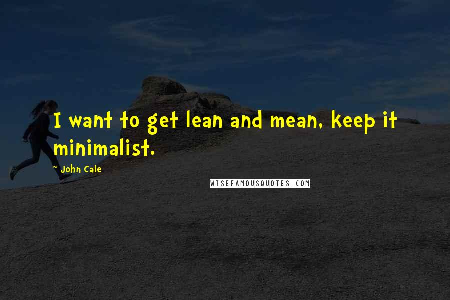 John Cale Quotes: I want to get lean and mean, keep it minimalist.