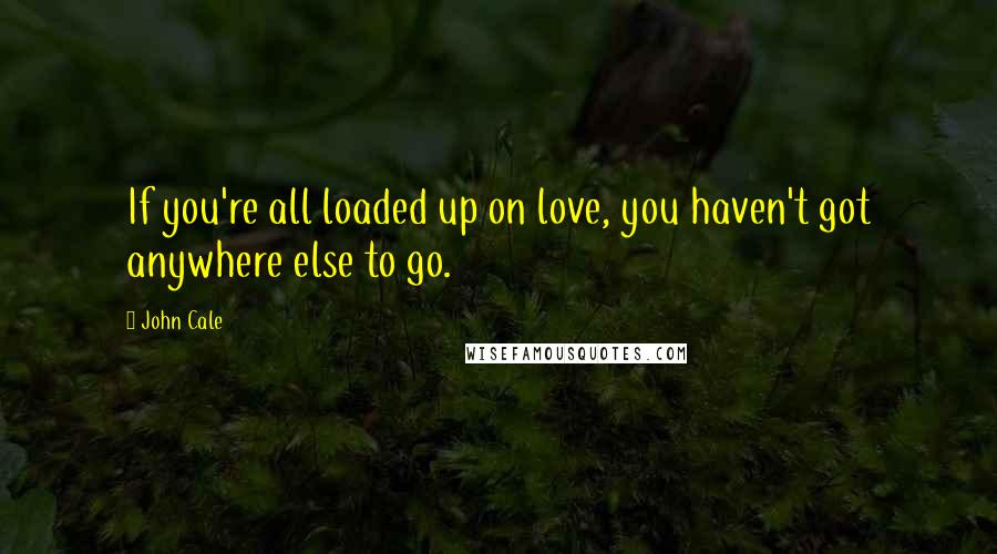 John Cale Quotes: If you're all loaded up on love, you haven't got anywhere else to go.