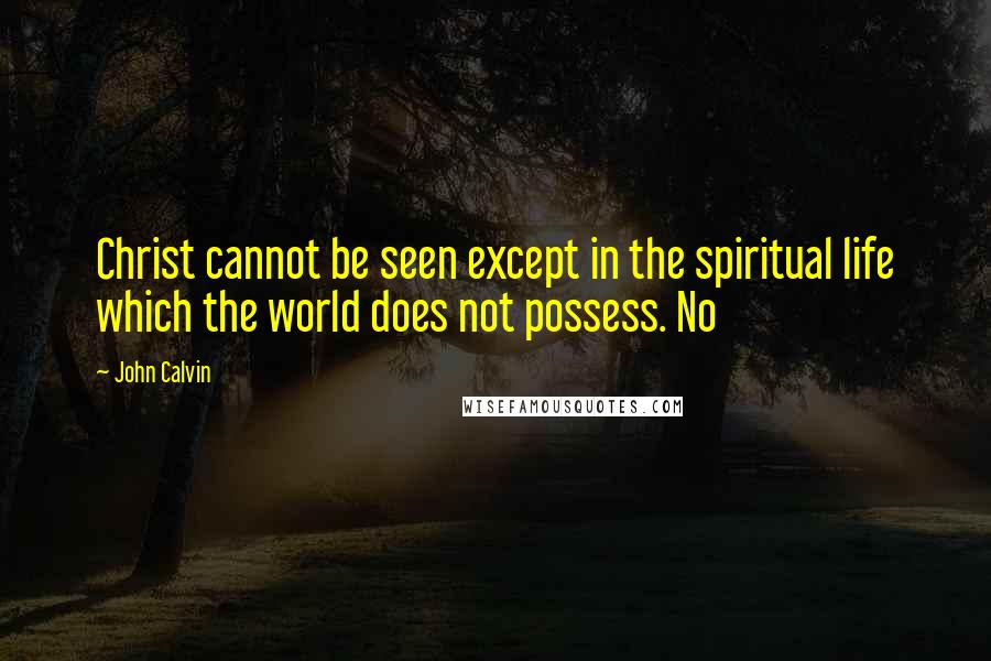 John Calvin Quotes: Christ cannot be seen except in the spiritual life which the world does not possess. No