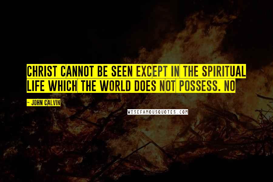 John Calvin Quotes: Christ cannot be seen except in the spiritual life which the world does not possess. No