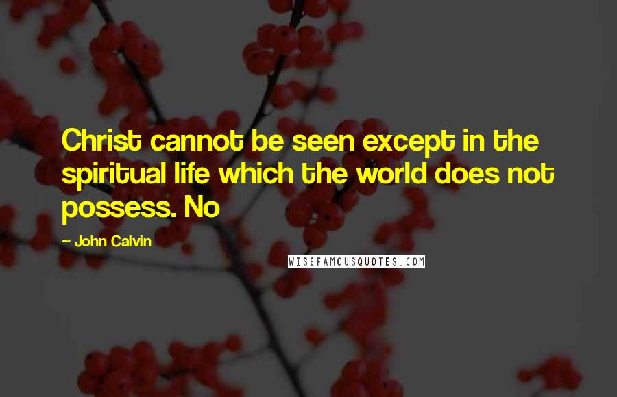 John Calvin Quotes: Christ cannot be seen except in the spiritual life which the world does not possess. No