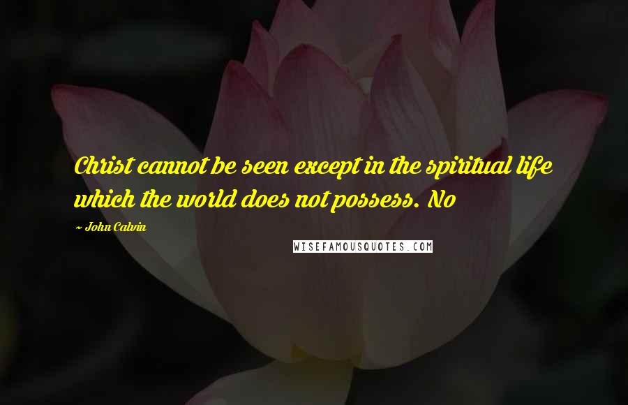 John Calvin Quotes: Christ cannot be seen except in the spiritual life which the world does not possess. No