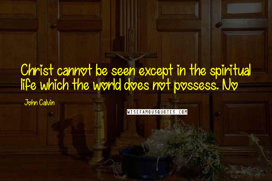 John Calvin Quotes: Christ cannot be seen except in the spiritual life which the world does not possess. No