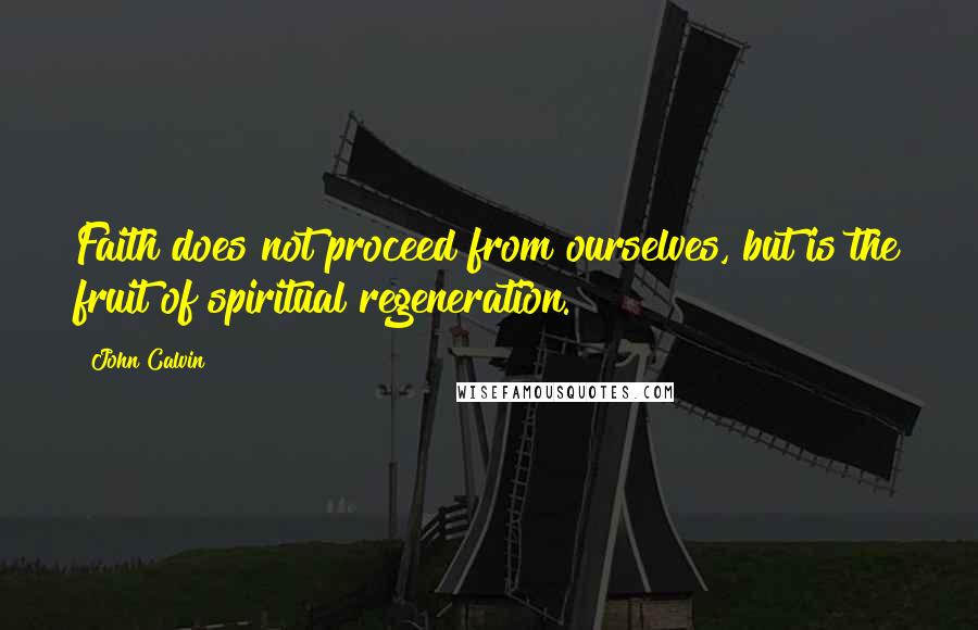 John Calvin Quotes: Faith does not proceed from ourselves, but is the fruit of spiritual regeneration.