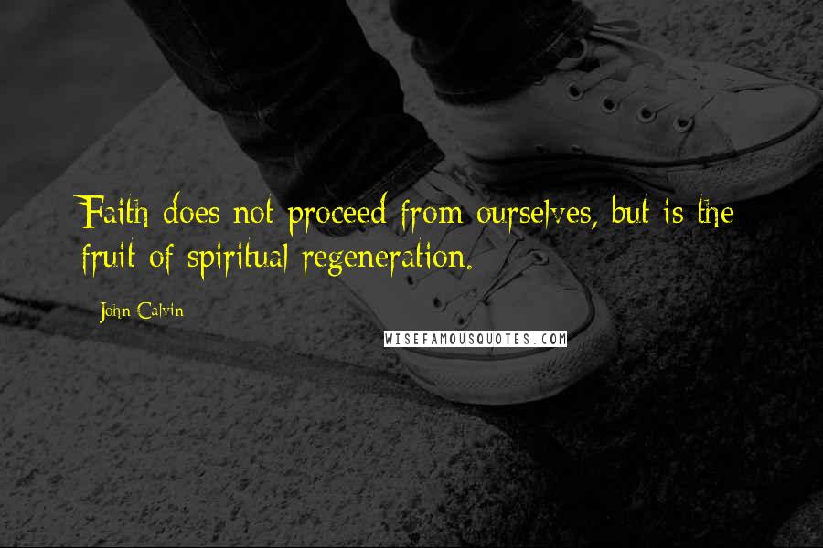 John Calvin Quotes: Faith does not proceed from ourselves, but is the fruit of spiritual regeneration.