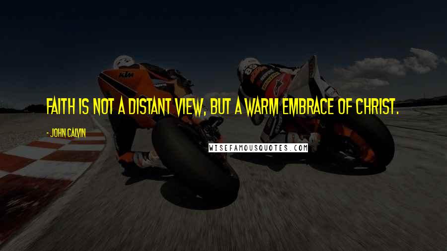 John Calvin Quotes: Faith is not a distant view, but a warm embrace of Christ.