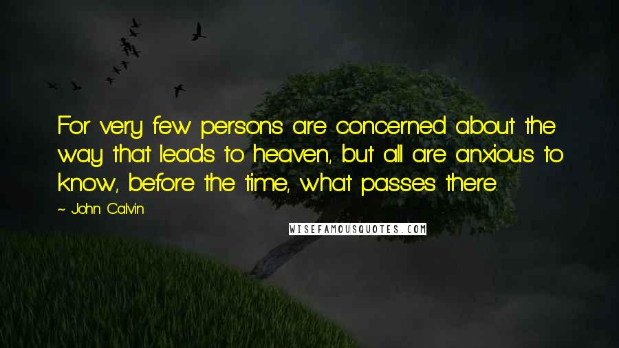 John Calvin Quotes: For very few persons are concerned about the way that leads to heaven, but all are anxious to know, before the time, what passes there.