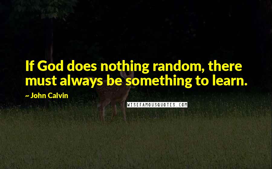 John Calvin Quotes: If God does nothing random, there must always be something to learn.