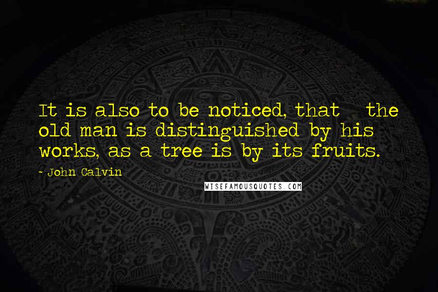 John Calvin Quotes: It is also to be noticed, that   the old man is distinguished by his works, as a tree is by its fruits.