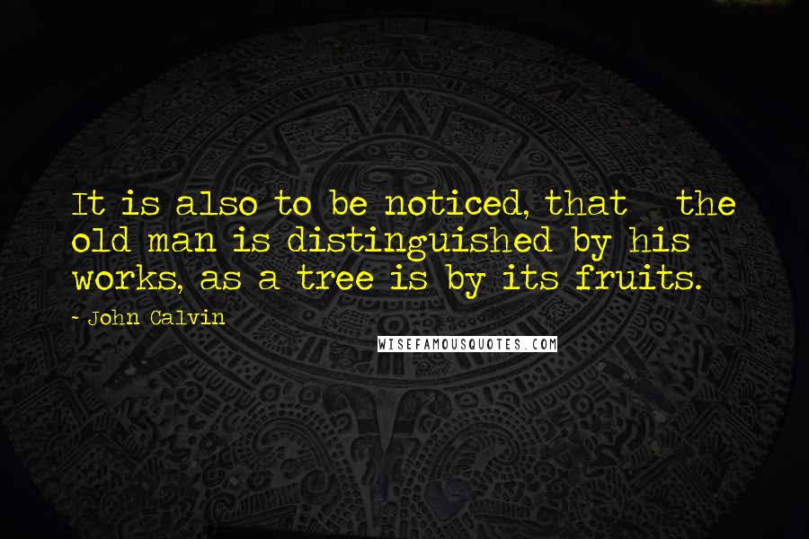John Calvin Quotes: It is also to be noticed, that the old man is distinguished by his works, as a tree is by its fruits.