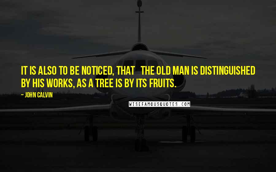 John Calvin Quotes: It is also to be noticed, that   the old man is distinguished by his works, as a tree is by its fruits.