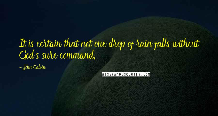 John Calvin Quotes: It is certain that not one drop of rain falls without God's sure command.