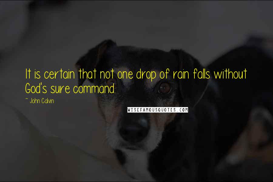 John Calvin Quotes: It is certain that not one drop of rain falls without God's sure command.