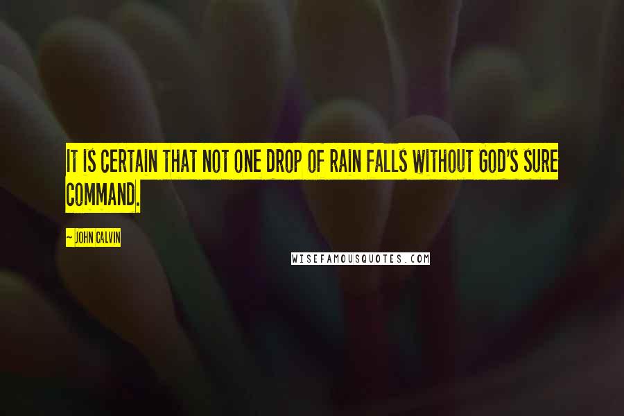 John Calvin Quotes: It is certain that not one drop of rain falls without God's sure command.