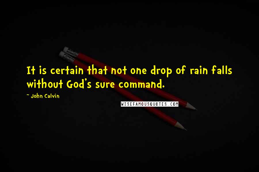 John Calvin Quotes: It is certain that not one drop of rain falls without God's sure command.