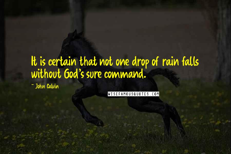 John Calvin Quotes: It is certain that not one drop of rain falls without God's sure command.