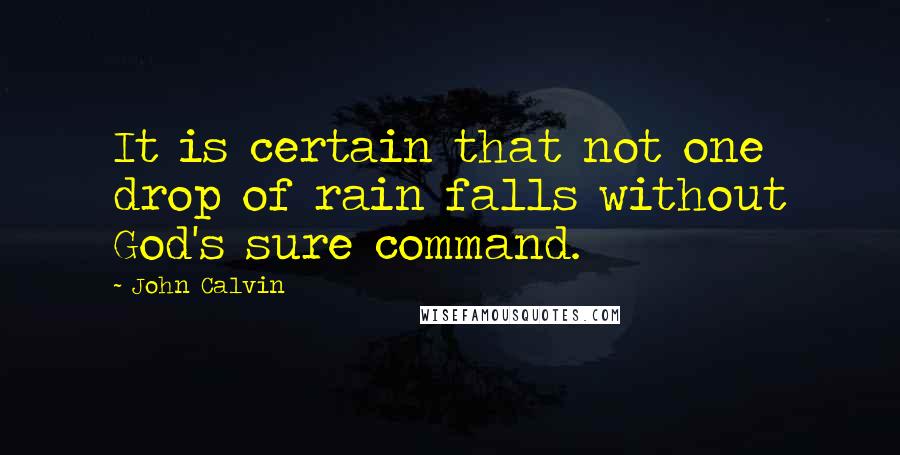 John Calvin Quotes: It is certain that not one drop of rain falls without God's sure command.