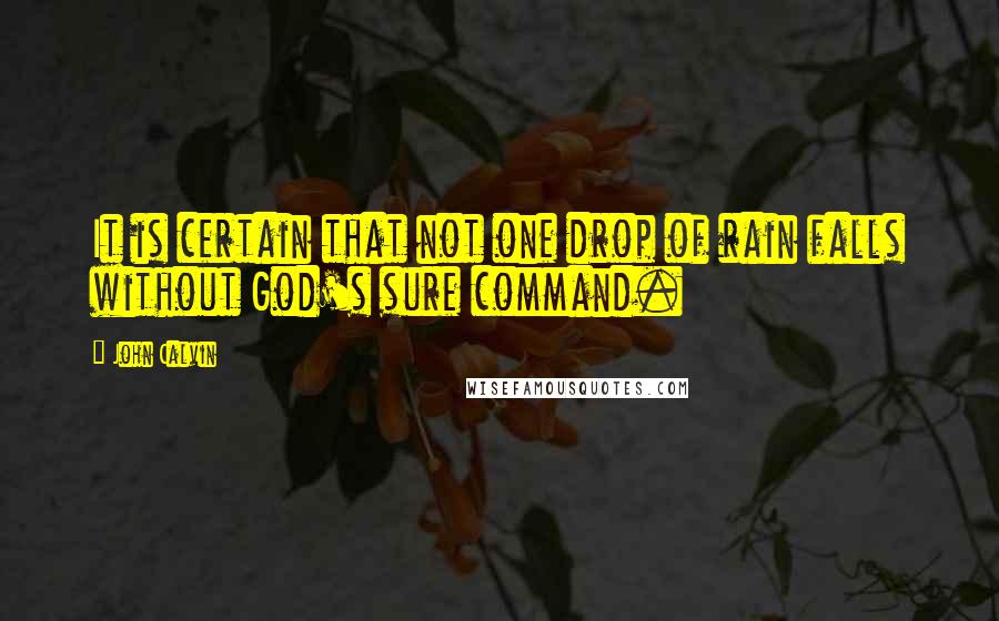 John Calvin Quotes: It is certain that not one drop of rain falls without God's sure command.