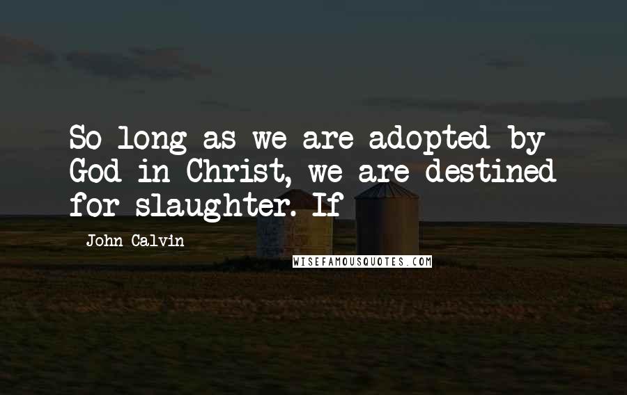 John Calvin Quotes: So long as we are adopted by God in Christ, we are destined for slaughter. If