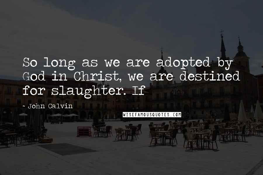 John Calvin Quotes: So long as we are adopted by God in Christ, we are destined for slaughter. If