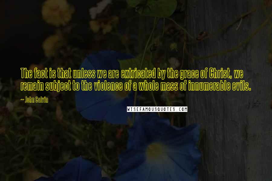 John Calvin Quotes: The fact is that unless we are extricated by the grace of Christ, we remain subject to the violence of a whole mass of innumerable evils.