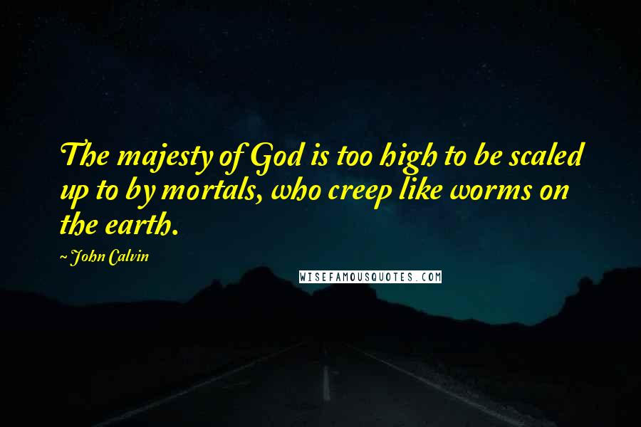 John Calvin Quotes: The majesty of God is too high to be scaled up to by mortals, who creep like worms on the earth.