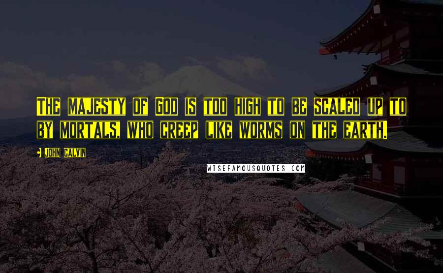 John Calvin Quotes: The majesty of God is too high to be scaled up to by mortals, who creep like worms on the earth.