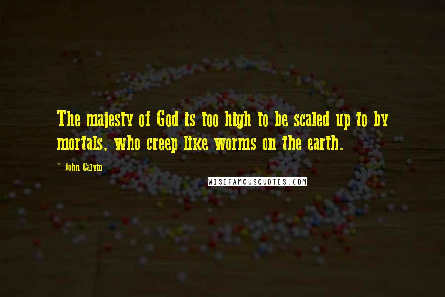 John Calvin Quotes: The majesty of God is too high to be scaled up to by mortals, who creep like worms on the earth.