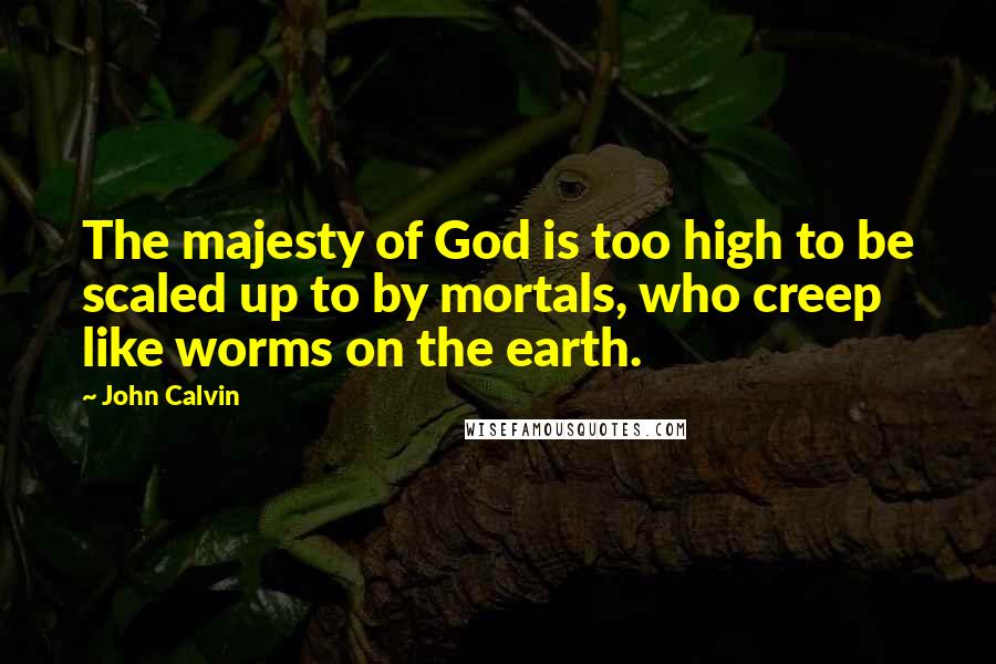 John Calvin Quotes: The majesty of God is too high to be scaled up to by mortals, who creep like worms on the earth.