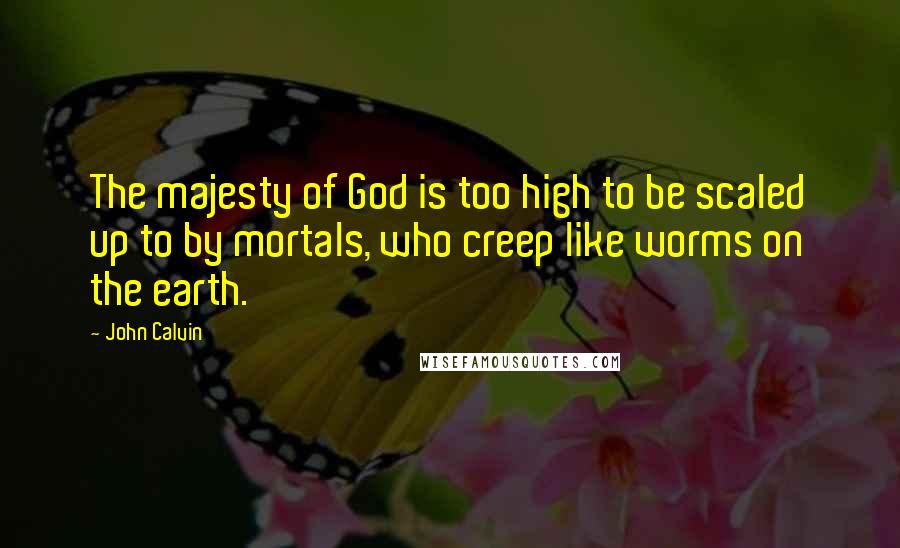 John Calvin Quotes: The majesty of God is too high to be scaled up to by mortals, who creep like worms on the earth.