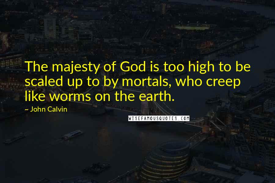 John Calvin Quotes: The majesty of God is too high to be scaled up to by mortals, who creep like worms on the earth.