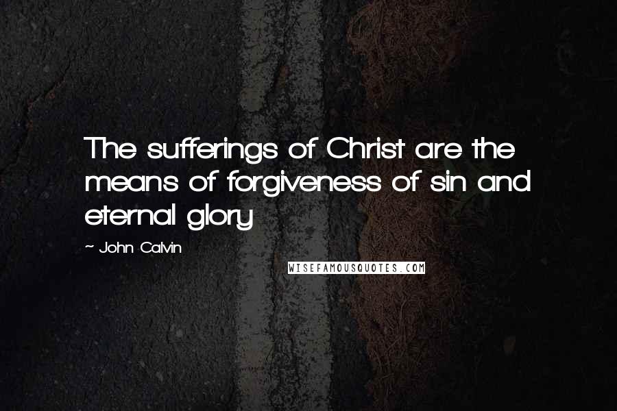 John Calvin Quotes: The sufferings of Christ are the means of forgiveness of sin and eternal glory