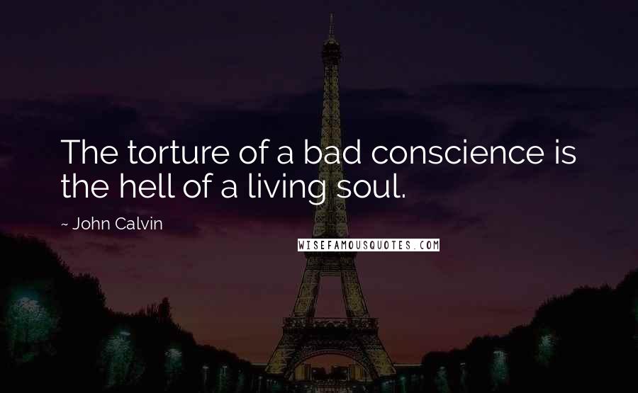 John Calvin Quotes: The torture of a bad conscience is the hell of a living soul.