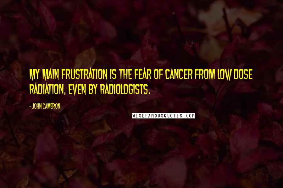 John Cameron Quotes: My main frustration is the fear of cancer from low dose radiation, even by radiologists.