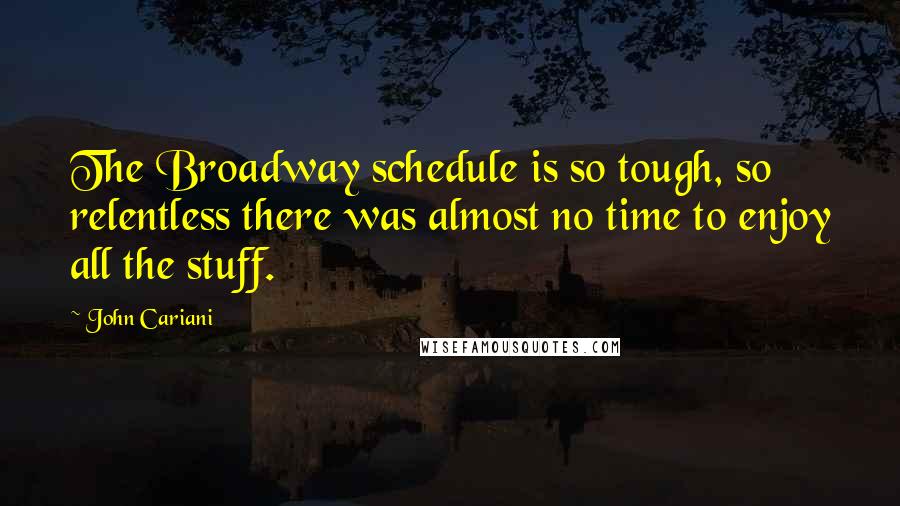 John Cariani Quotes: The Broadway schedule is so tough, so relentless there was almost no time to enjoy all the stuff.