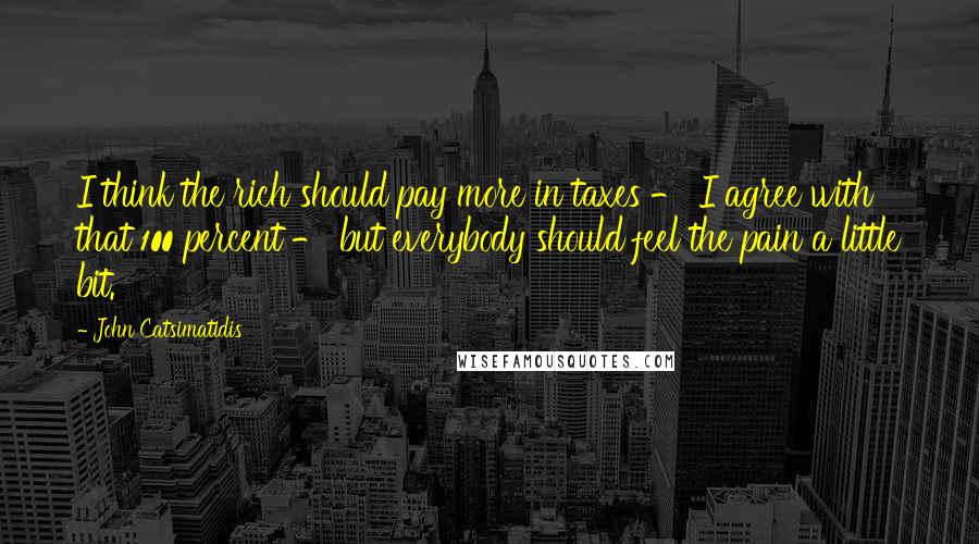 John Catsimatidis Quotes: I think the rich should pay more in taxes - I agree with that 100 percent - but everybody should feel the pain a little bit.