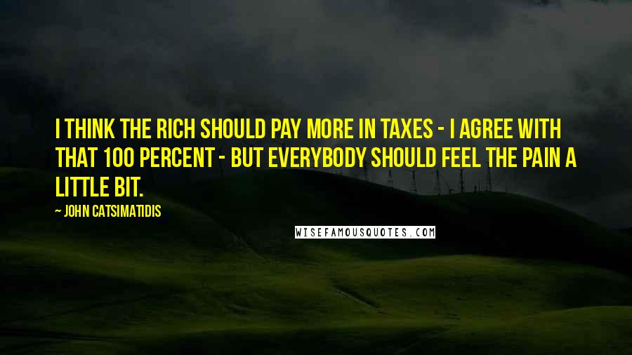 John Catsimatidis Quotes: I think the rich should pay more in taxes - I agree with that 100 percent - but everybody should feel the pain a little bit.