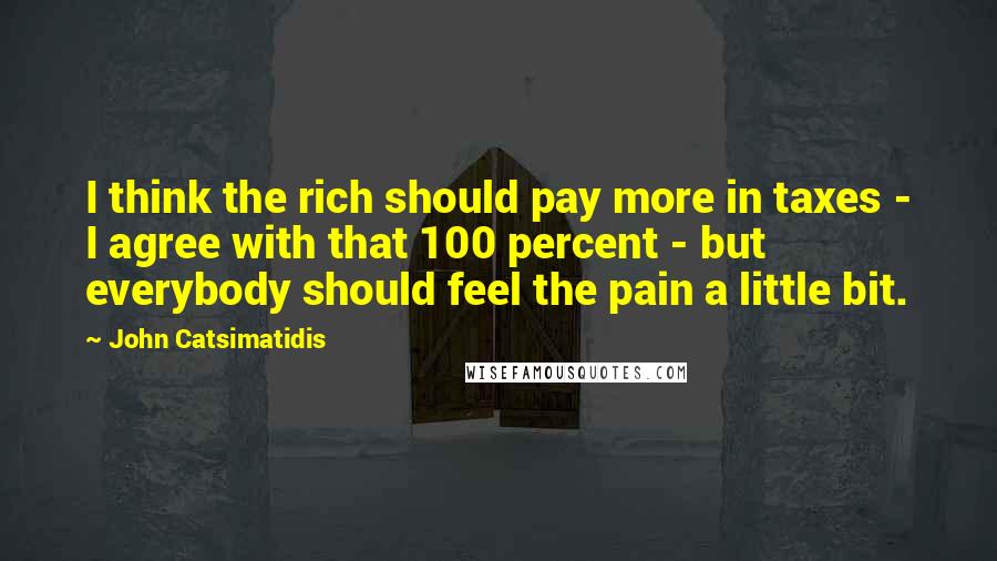John Catsimatidis Quotes: I think the rich should pay more in taxes - I agree with that 100 percent - but everybody should feel the pain a little bit.