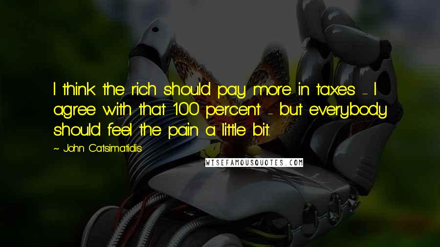 John Catsimatidis Quotes: I think the rich should pay more in taxes - I agree with that 100 percent - but everybody should feel the pain a little bit.