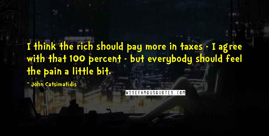 John Catsimatidis Quotes: I think the rich should pay more in taxes - I agree with that 100 percent - but everybody should feel the pain a little bit.