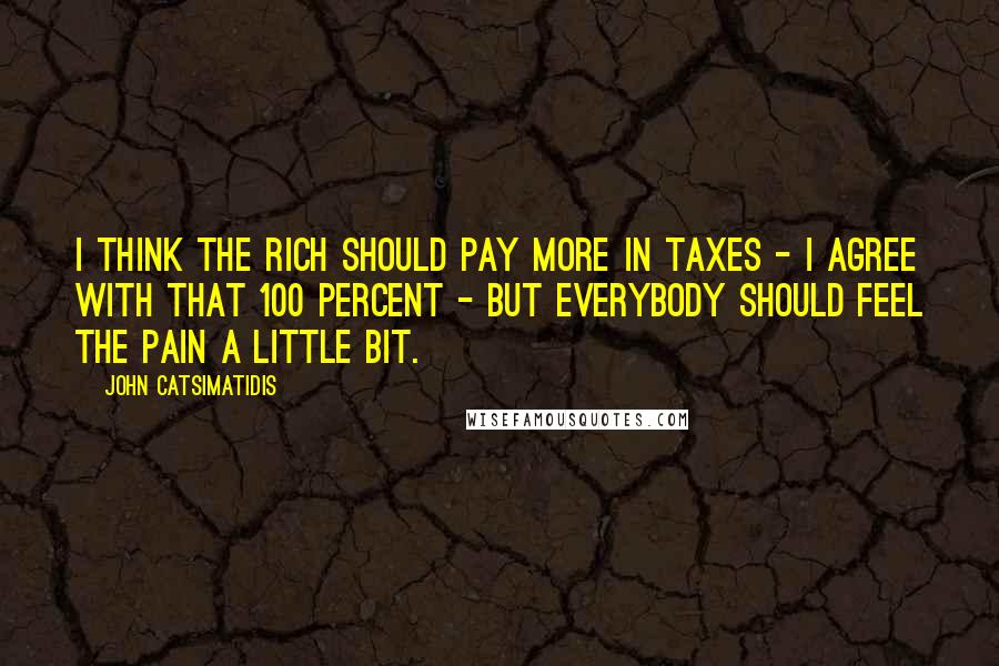 John Catsimatidis Quotes: I think the rich should pay more in taxes - I agree with that 100 percent - but everybody should feel the pain a little bit.