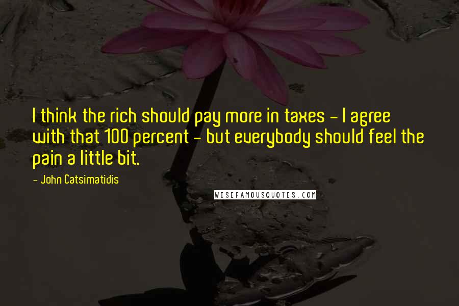 John Catsimatidis Quotes: I think the rich should pay more in taxes - I agree with that 100 percent - but everybody should feel the pain a little bit.