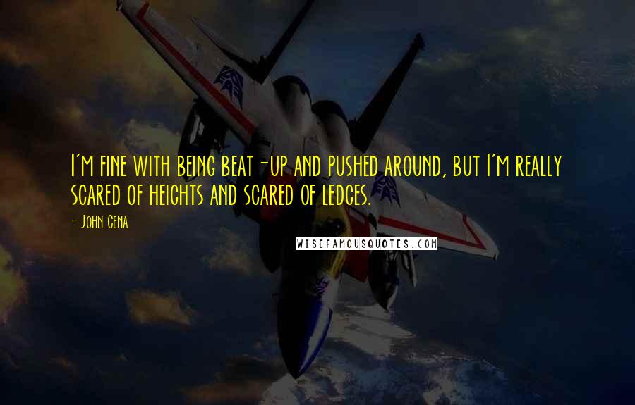 John Cena Quotes: I'm fine with being beat-up and pushed around, but I'm really scared of heights and scared of ledges.